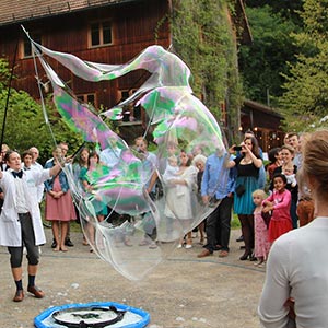 Giant Bubbles at a wedding
